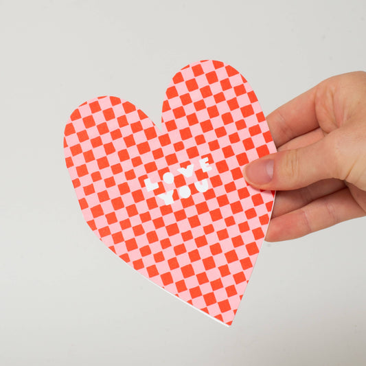 Checker Heart Shape Card