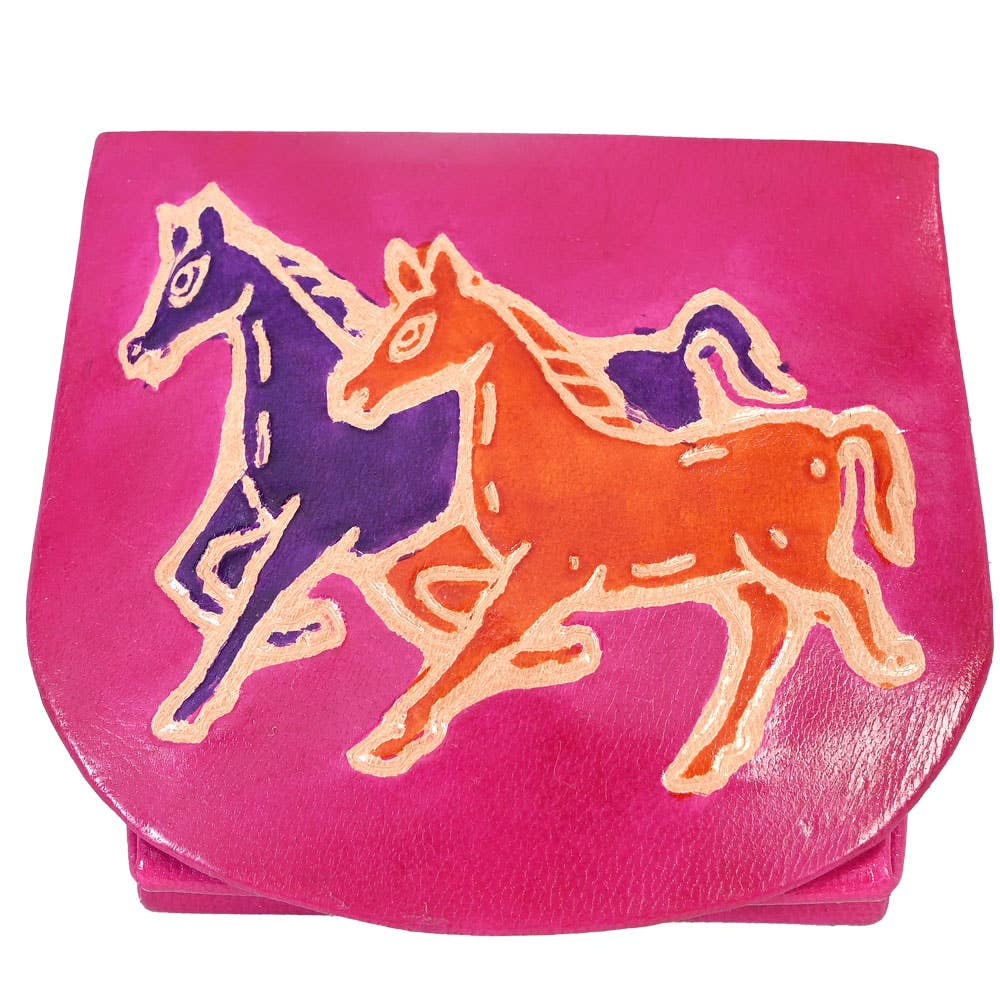 Horses Leather Coin Purse