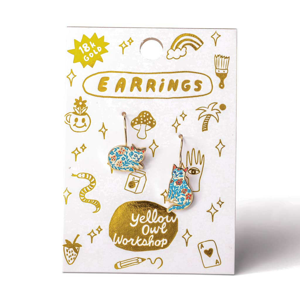 Floral Cats Earrings