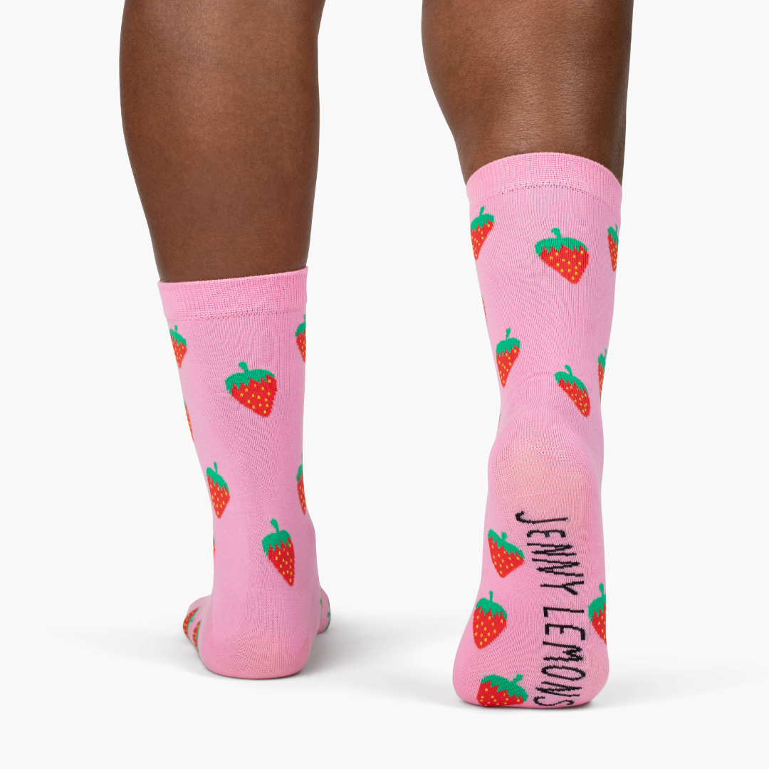 Pink Strawberry Crew Socks