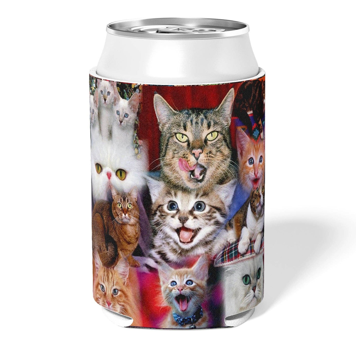 Happy Cat Collage Koozie