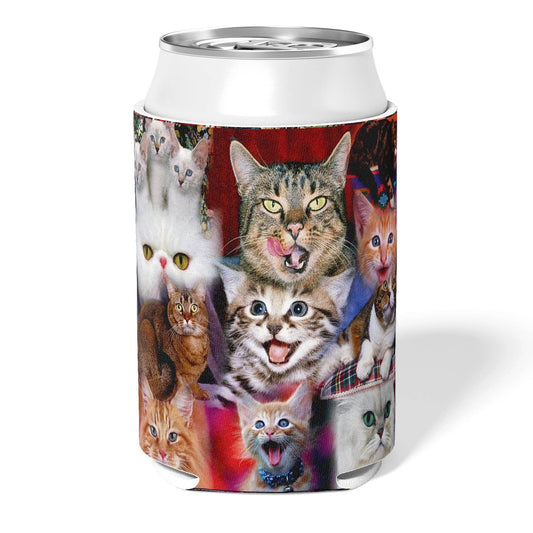 Happy Cat Collage Koozie