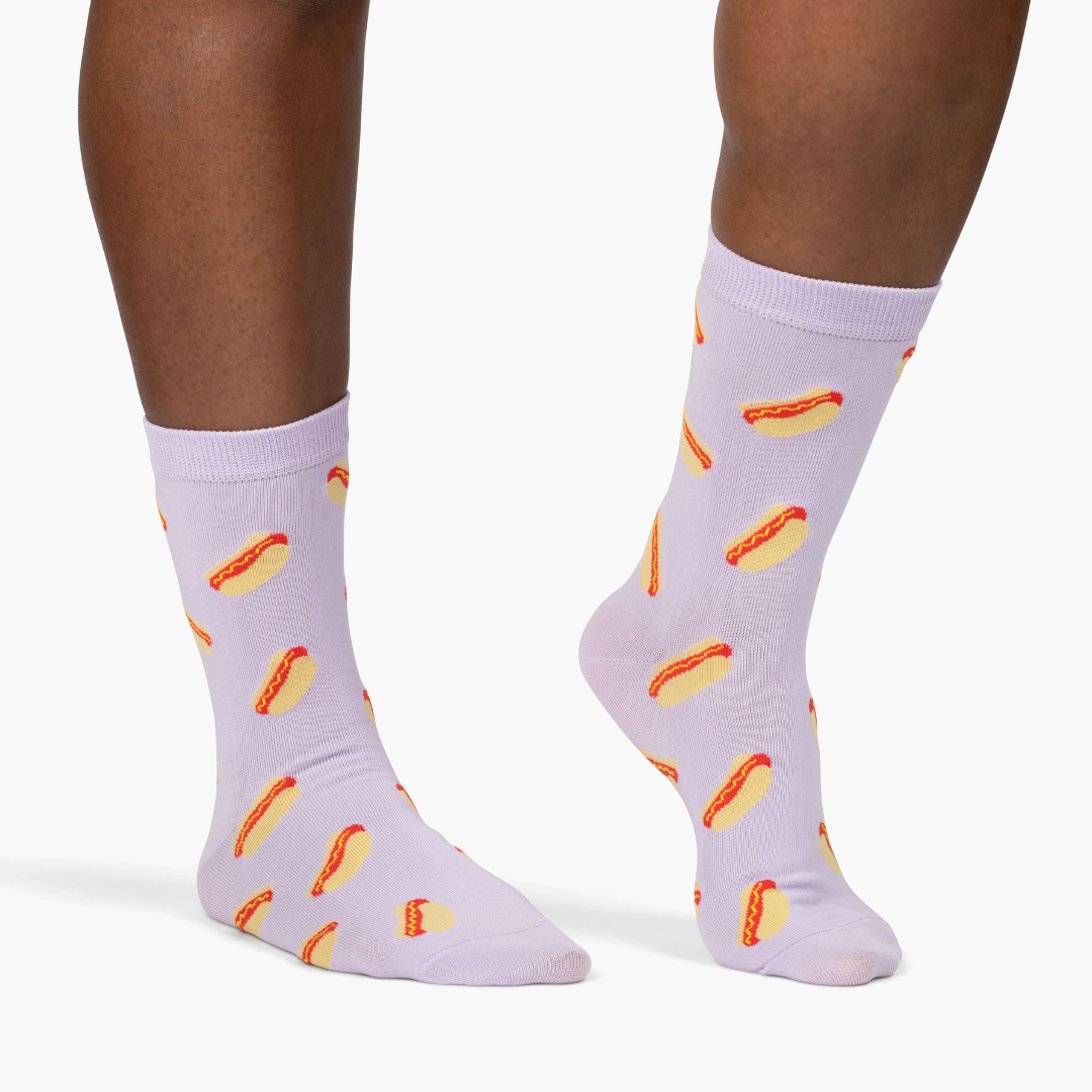 Lavender Hot Dog Crew Socks