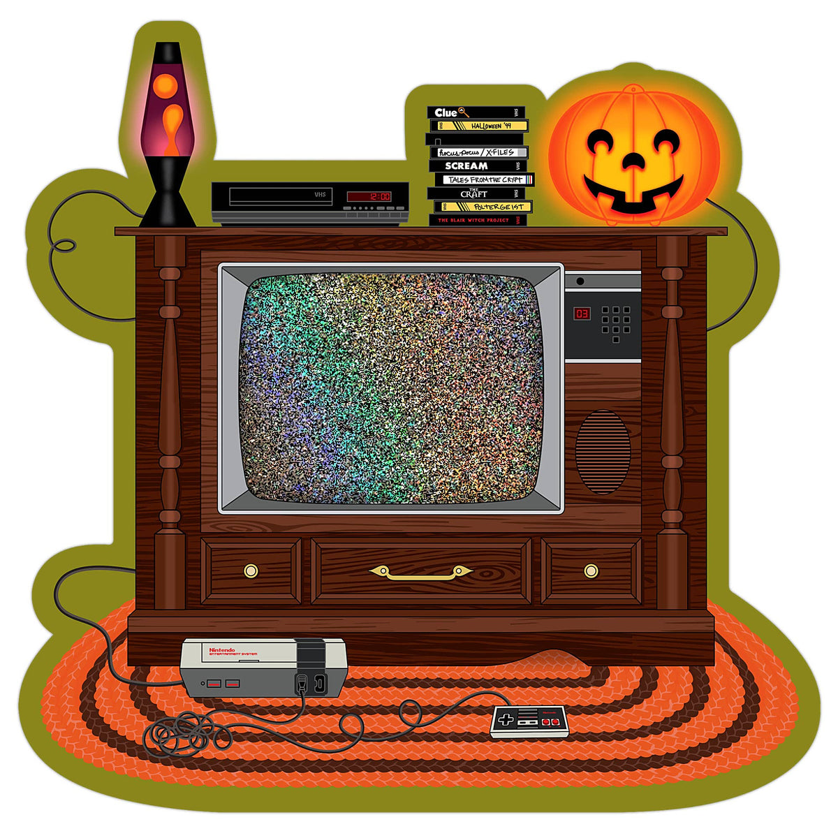 Basement TV Halloween Sparkle Holographic Sticker