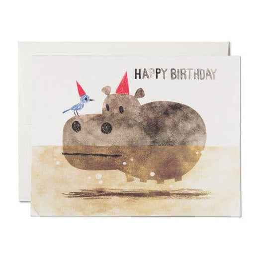 Bird and Hippo Birthday card
