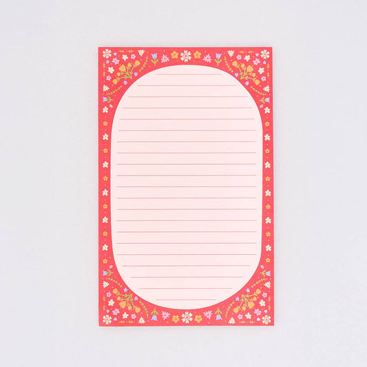 Folk Floral Rough Draft Large Notepad