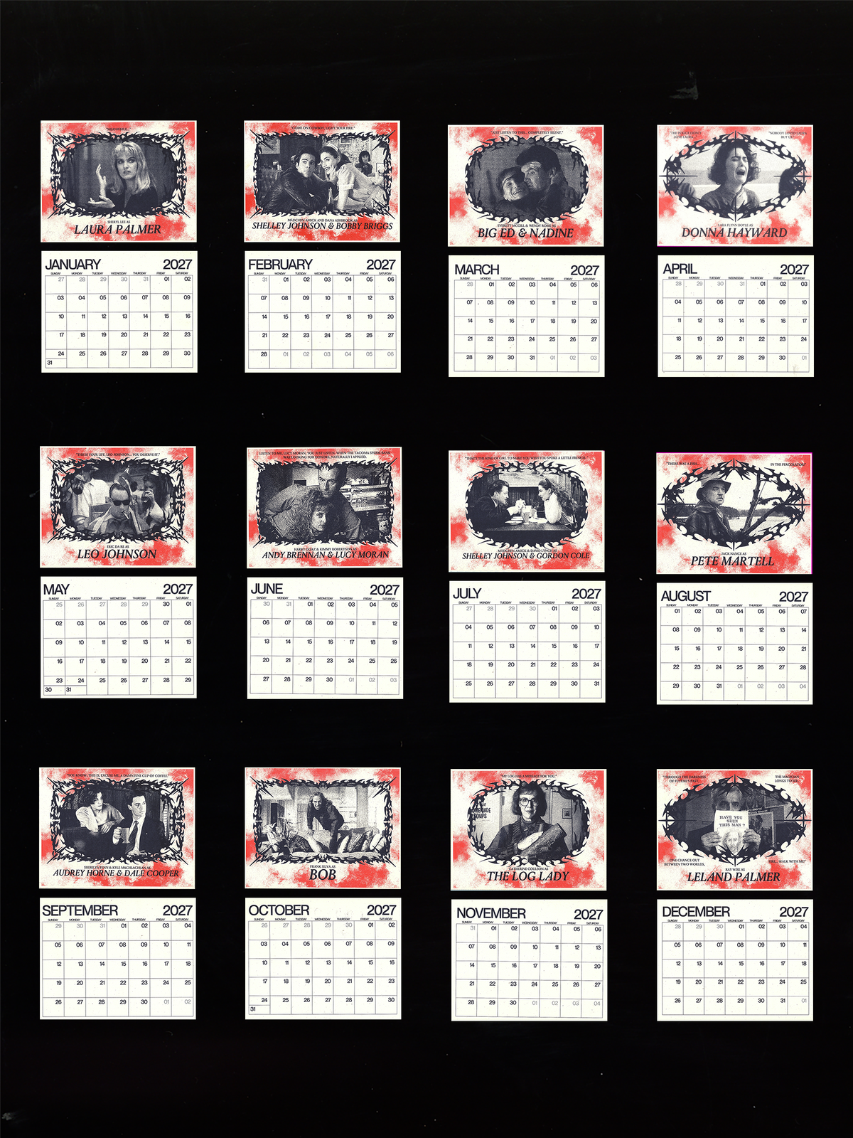 2027 Twin Peaks Risograph Wall Calendar