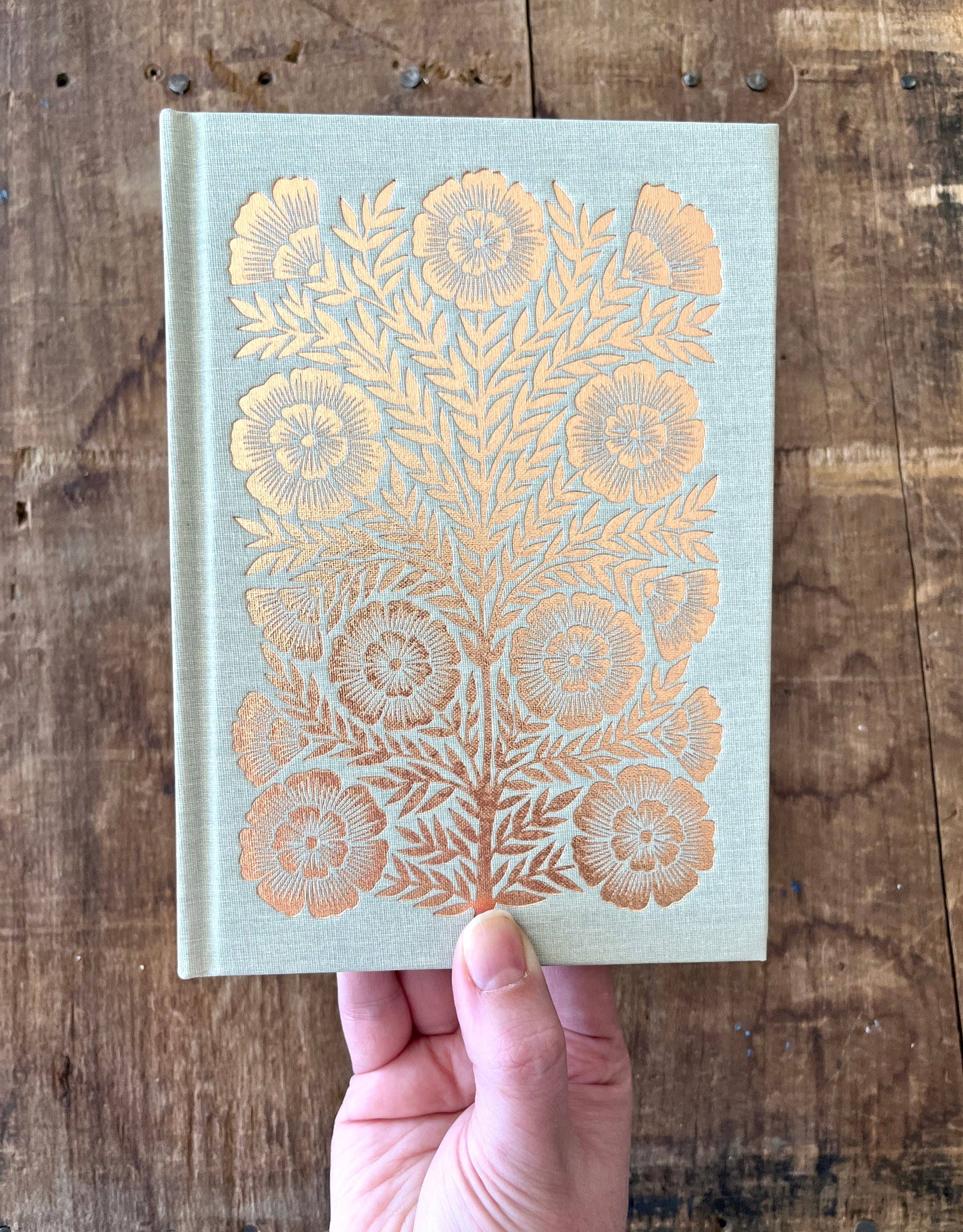 Muted Sage Foil Stamped Linen Journal