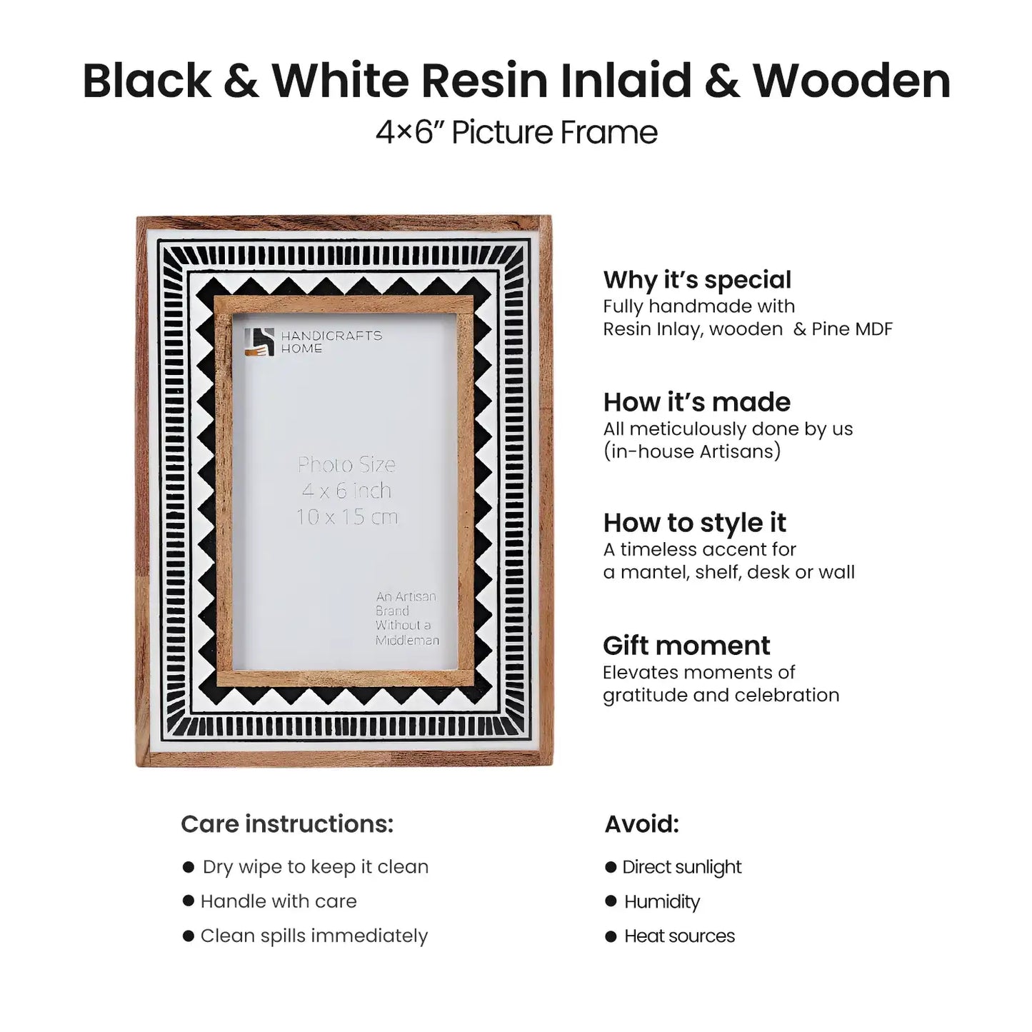 Geometric Wood Resin Inlay Picture Frame
