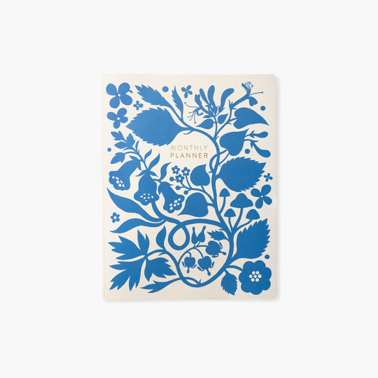 Blue Floral Undated Monthly Planner