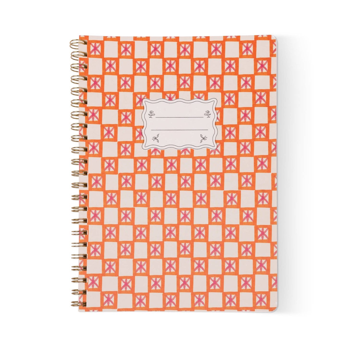 Orange Check Large Twinwire Notebook