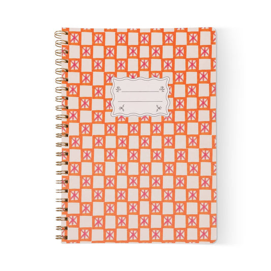 Orange Check Large Twinwire Notebook