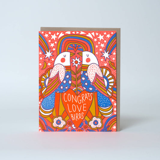Congrats Love Birds Wedding Card