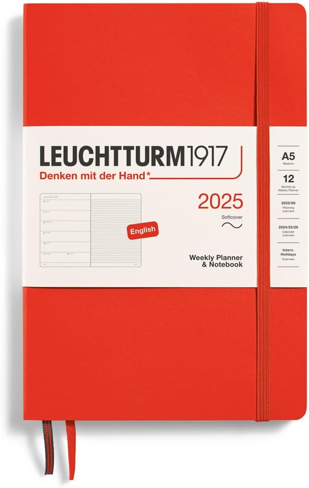 2025 Leuchtturm Hardcover Weekly Planner and Notebook: A5