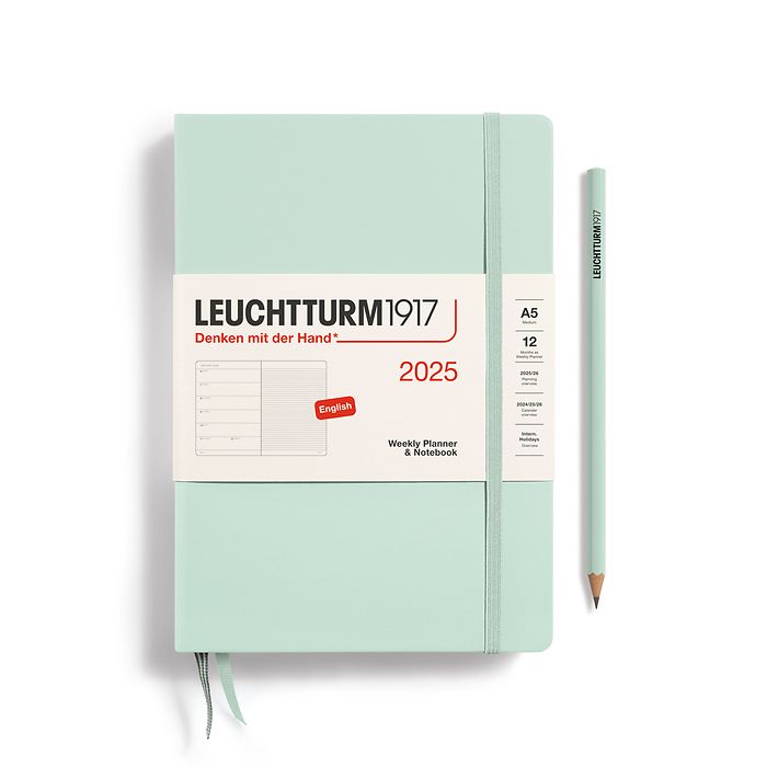 2025 Leuchtturm Hardcover Weekly Planner and Notebook: A5