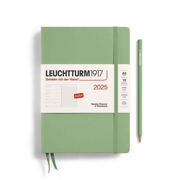 2025 Leuchtturm Hardcover Weekly Planner and Notebook: A5