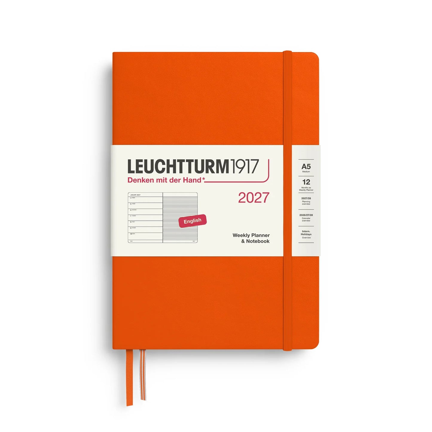 2027 Leuchtturm Medium Hardcover Weekly Planner & Notebook (Ruled)