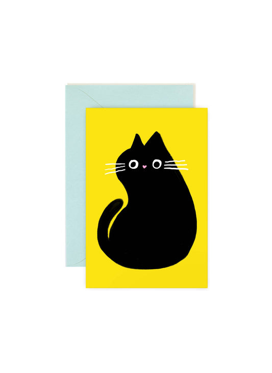 Sitting Black Cat mini card