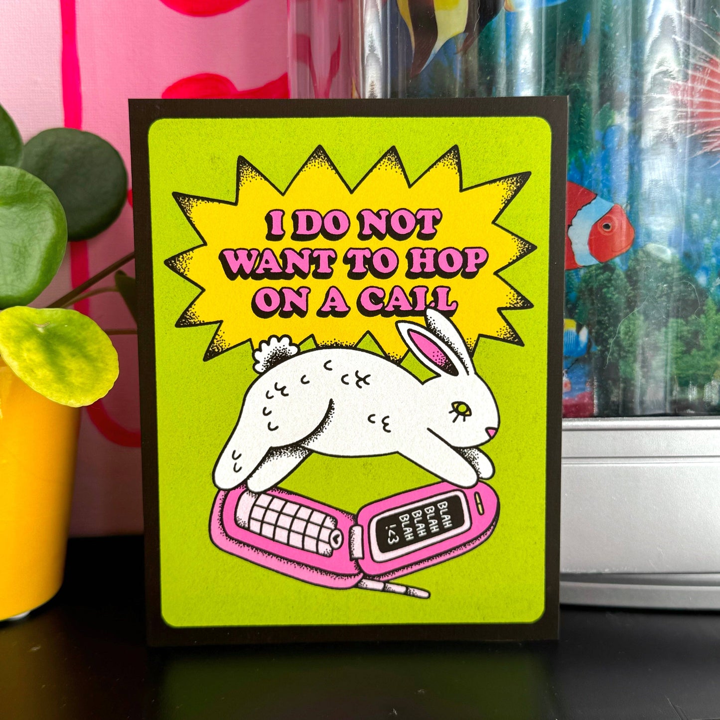Hop On A Call Bunny Print