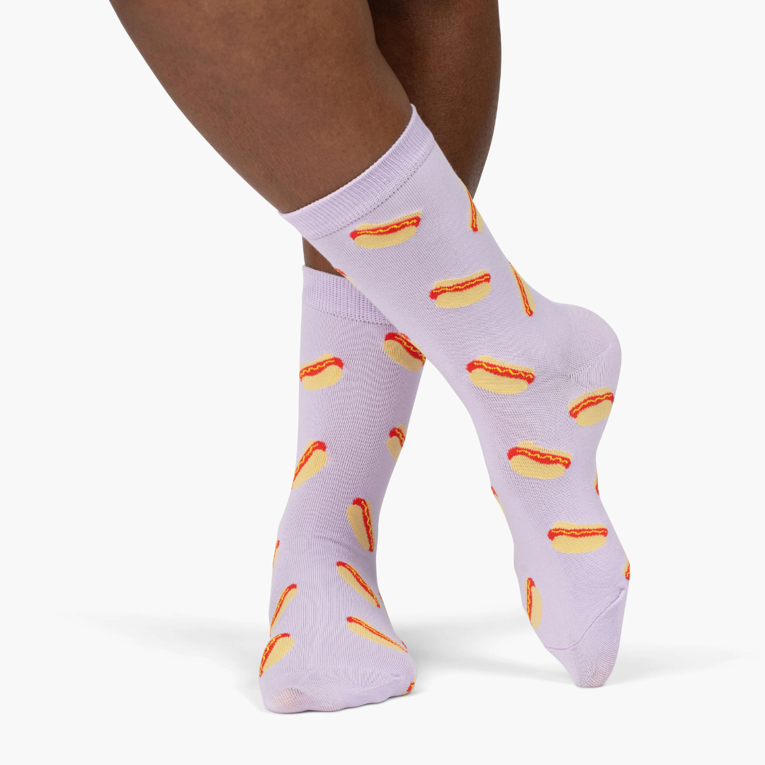 Lavender Hot Dog Crew Socks