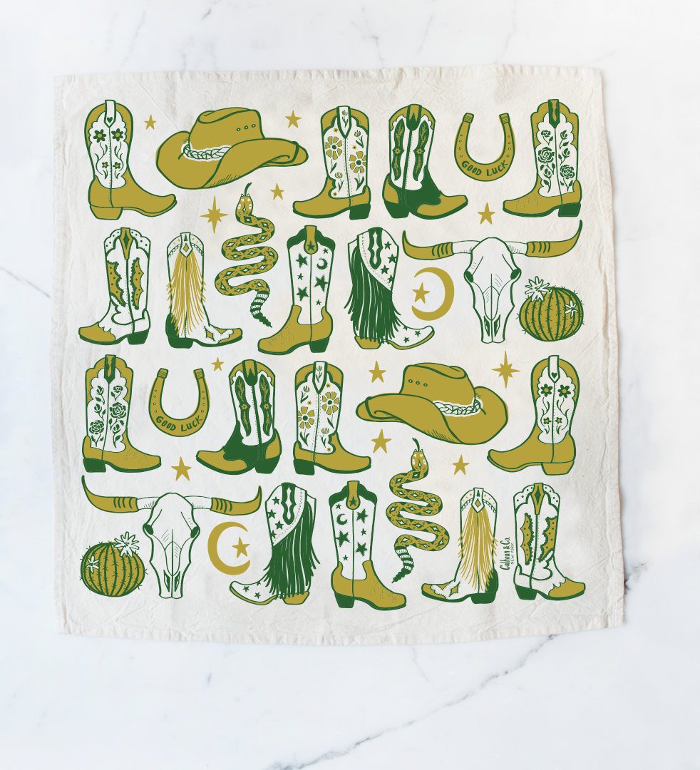 Howdy Cowgirl Boots Tea Towel