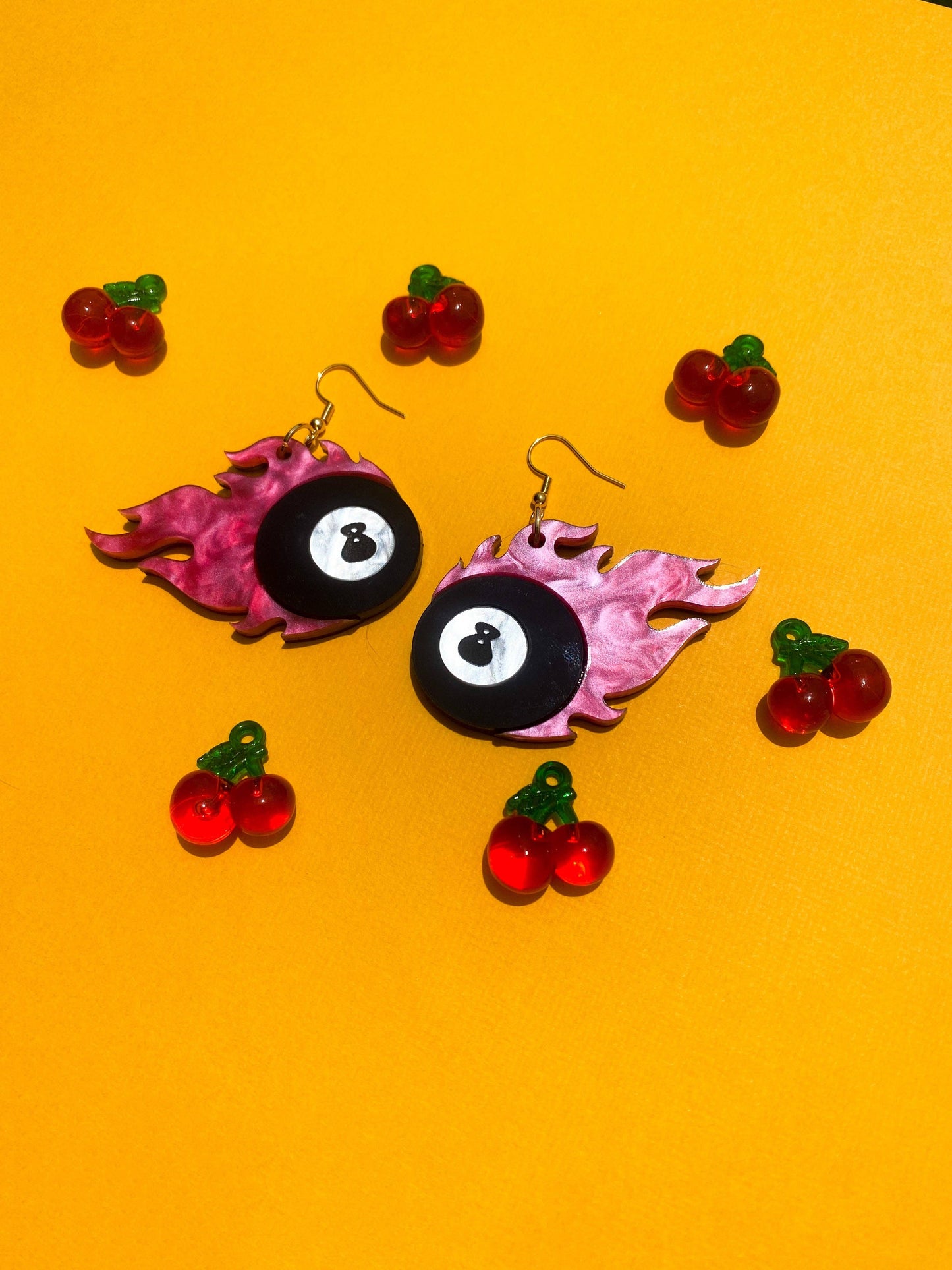 Flaming 8 Ball Earrings