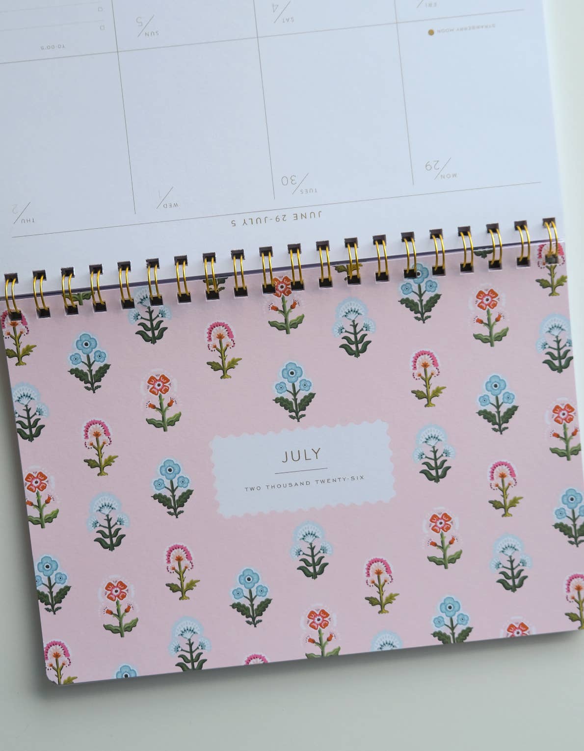 2026 Block Print Floral Desktop Planner