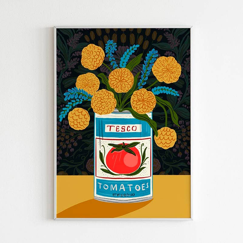 Moody Floral Tomato Can print