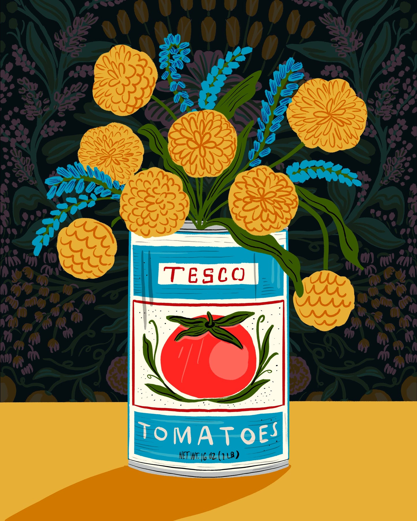 Moody Floral Tomato Can print