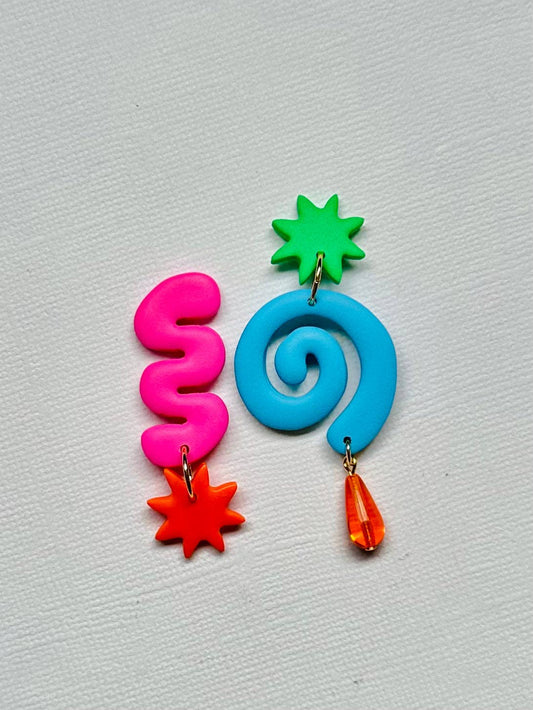 Mismatched Squiggle Swirl Earrings