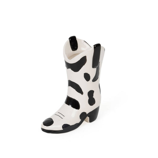 Ceramic Cow Print Cowboy Boot