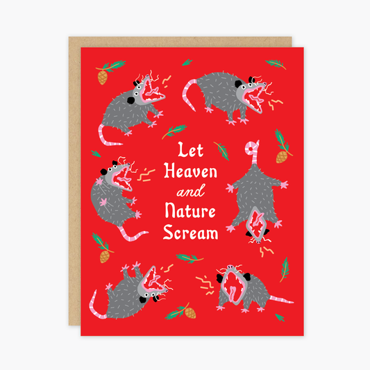 Nature Scream Opossum Holiday card