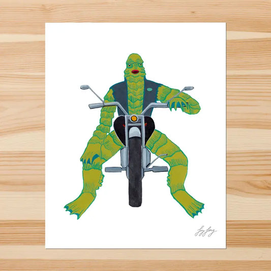 Creature On A Motorcycle Print 8x10"