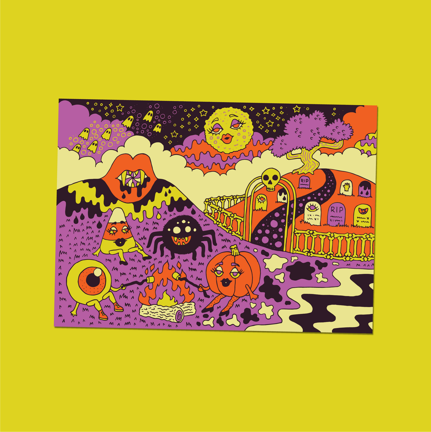 Halloween Scene Postcard