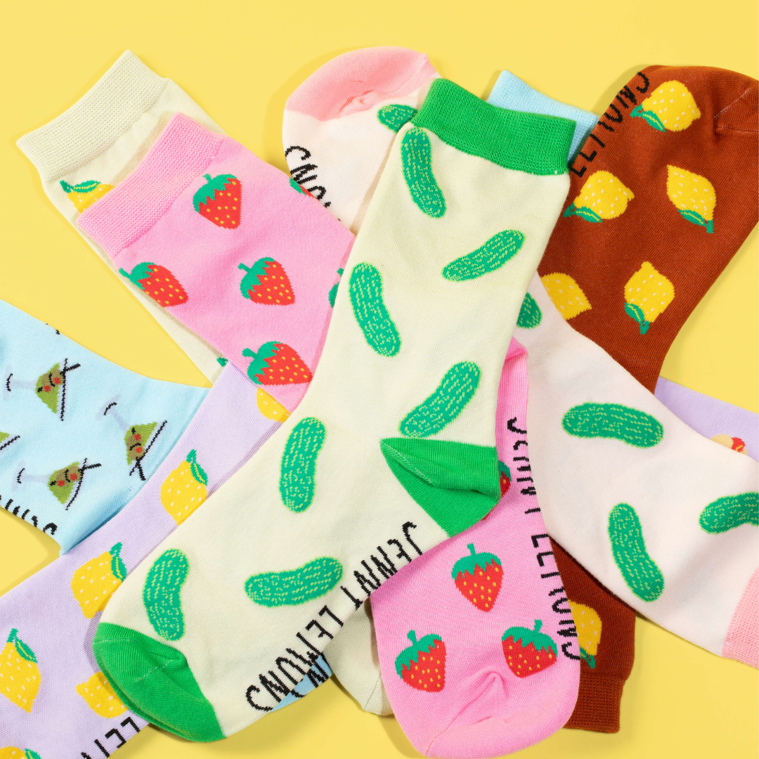 Pink Strawberry Crew Socks