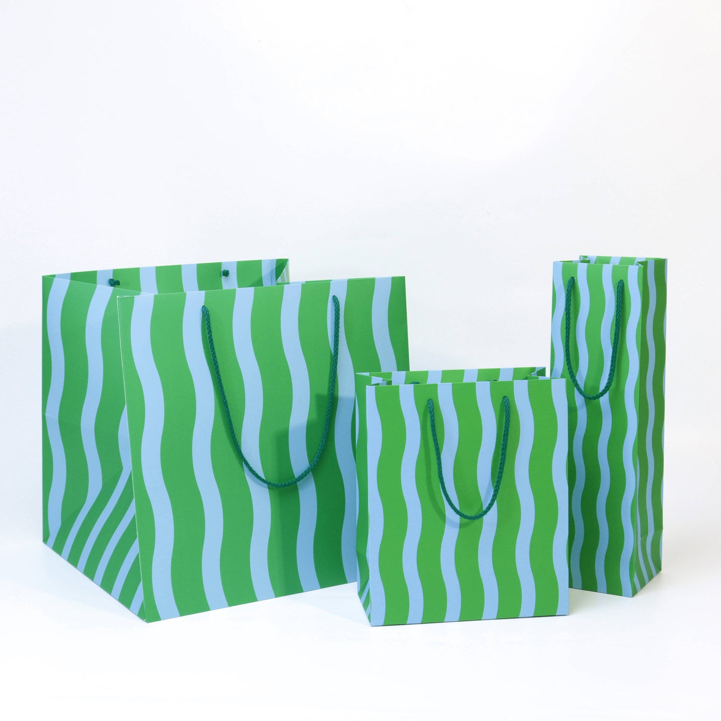 Aqua Green Fussy Stripe Gift Bag