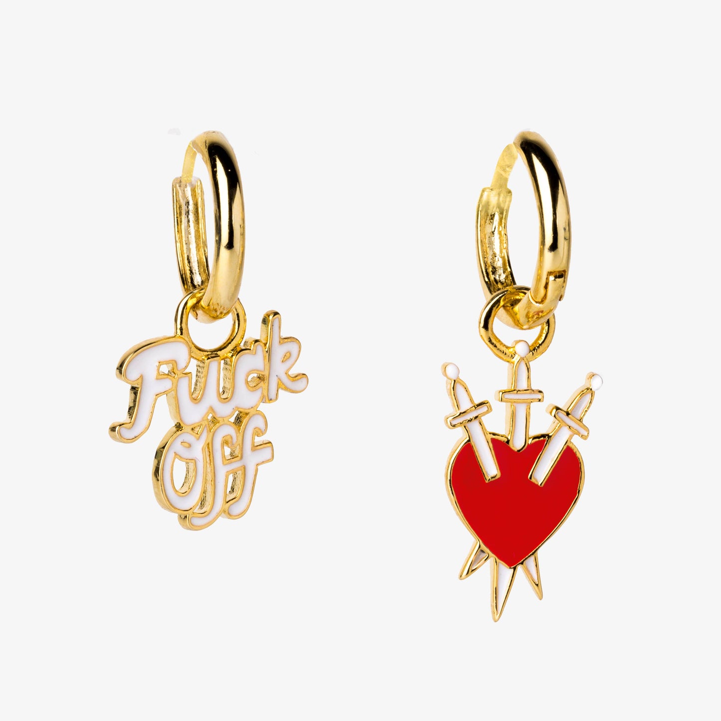 Heart/Daggers Hoop Earrings