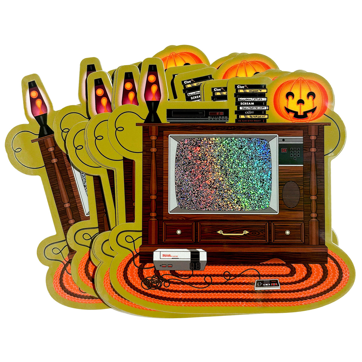 Basement TV Halloween Sparkle Holographic Sticker