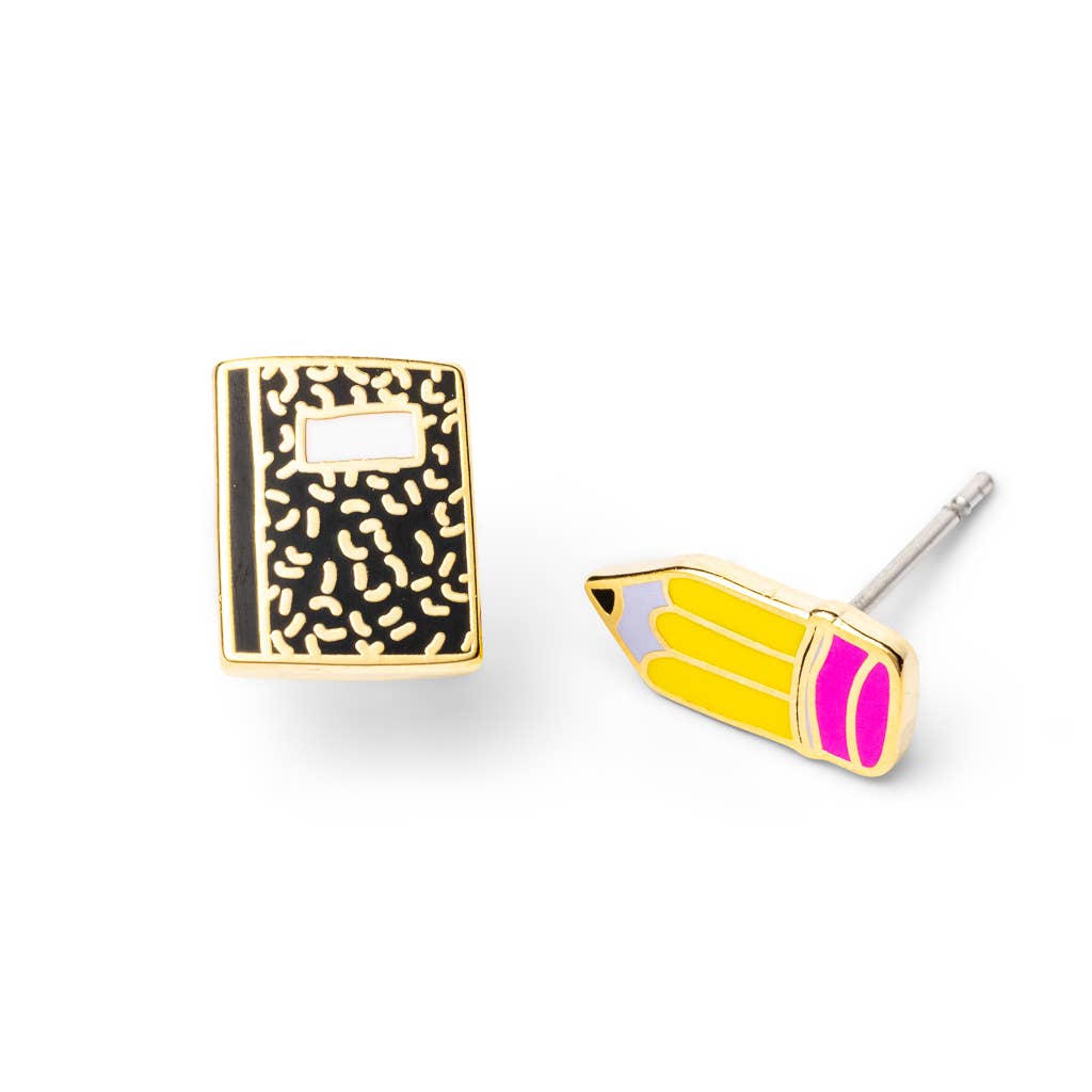 Pencil & Composition Notebook Earrings