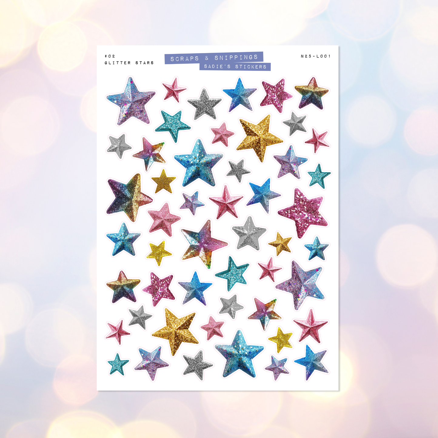 Glitter Stars Deco Sticker Sheet