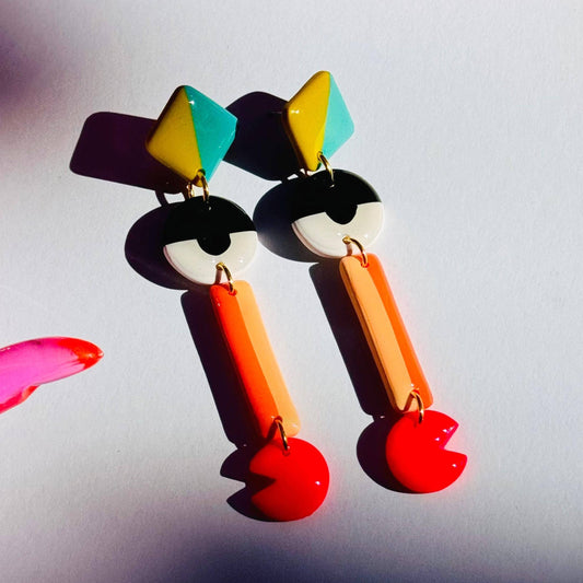Stripe Faces Earrings