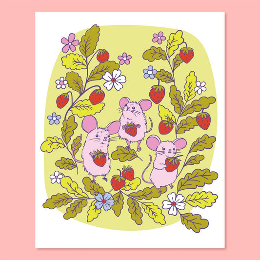 Strawberry Mice print