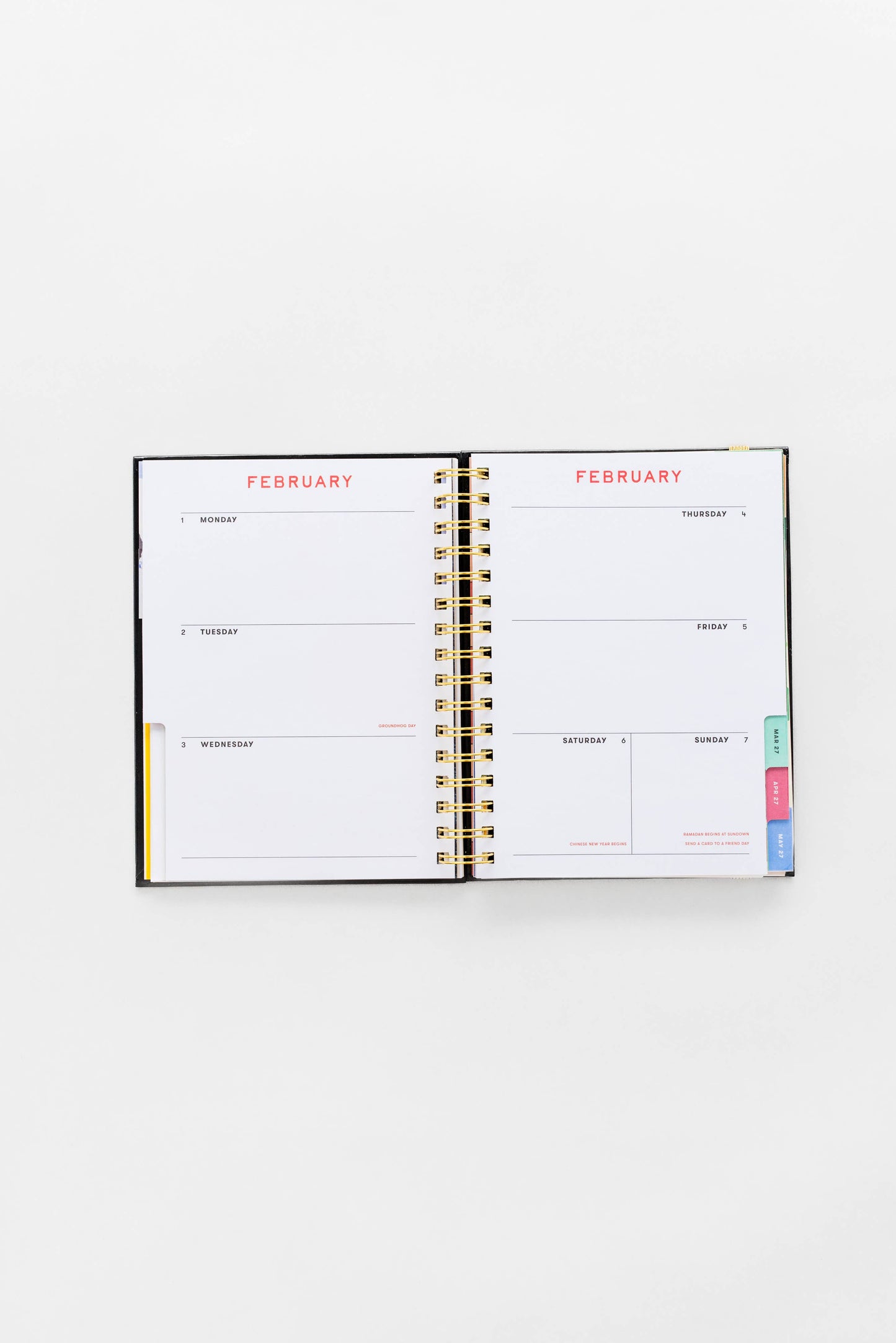2027 Black Scandinavian Floral Medium Spiral 12 Month Planner