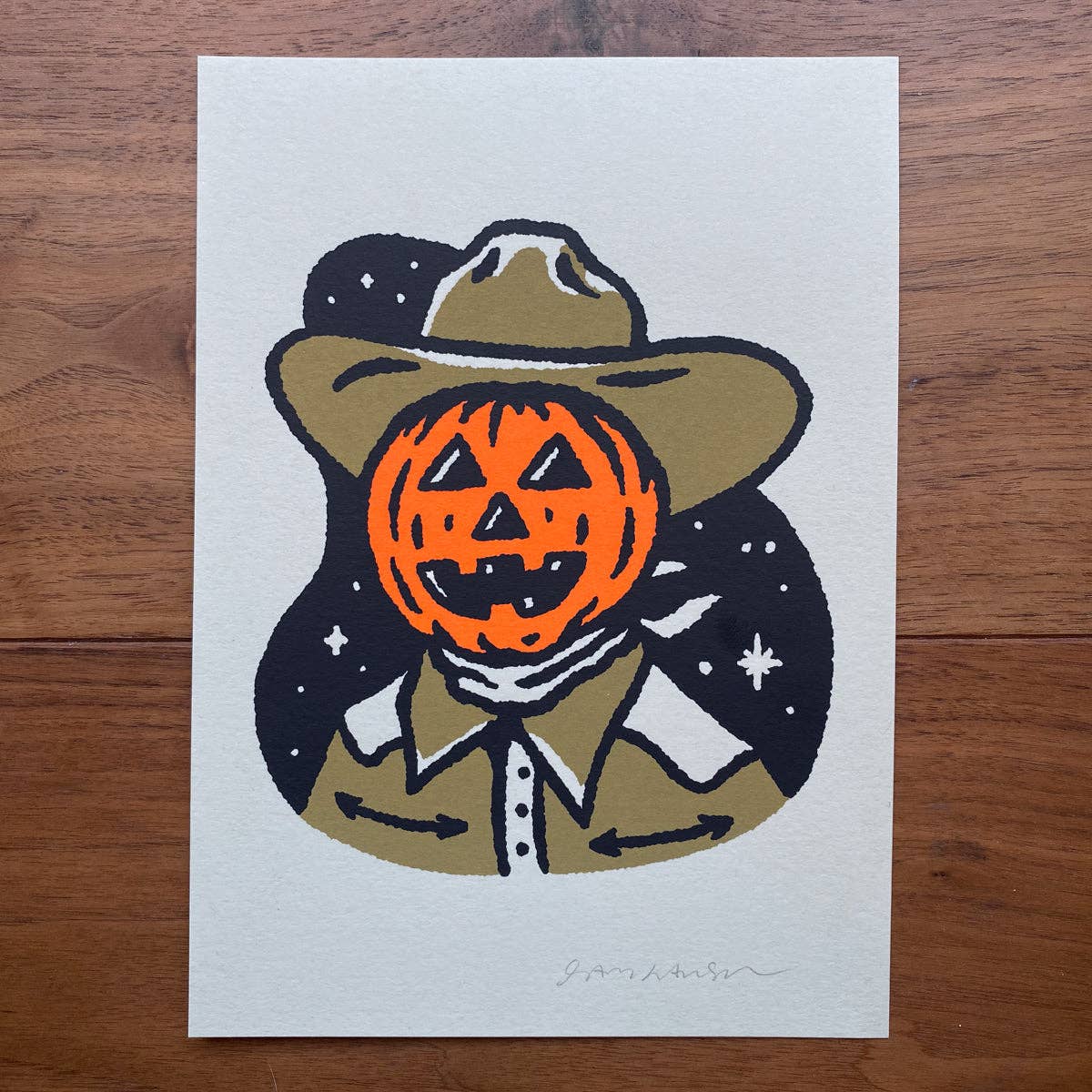 Fall Cowboy Pumpkin Print