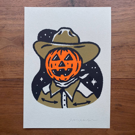Fall Cowboy Pumpkin Print
