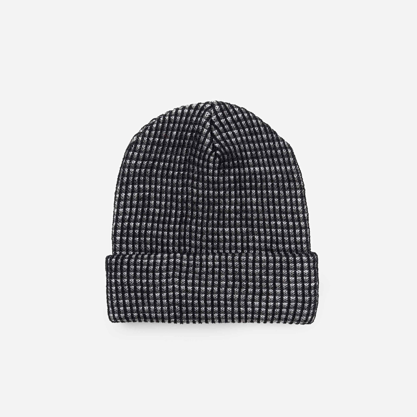Black Simple Grid Knit Beanie