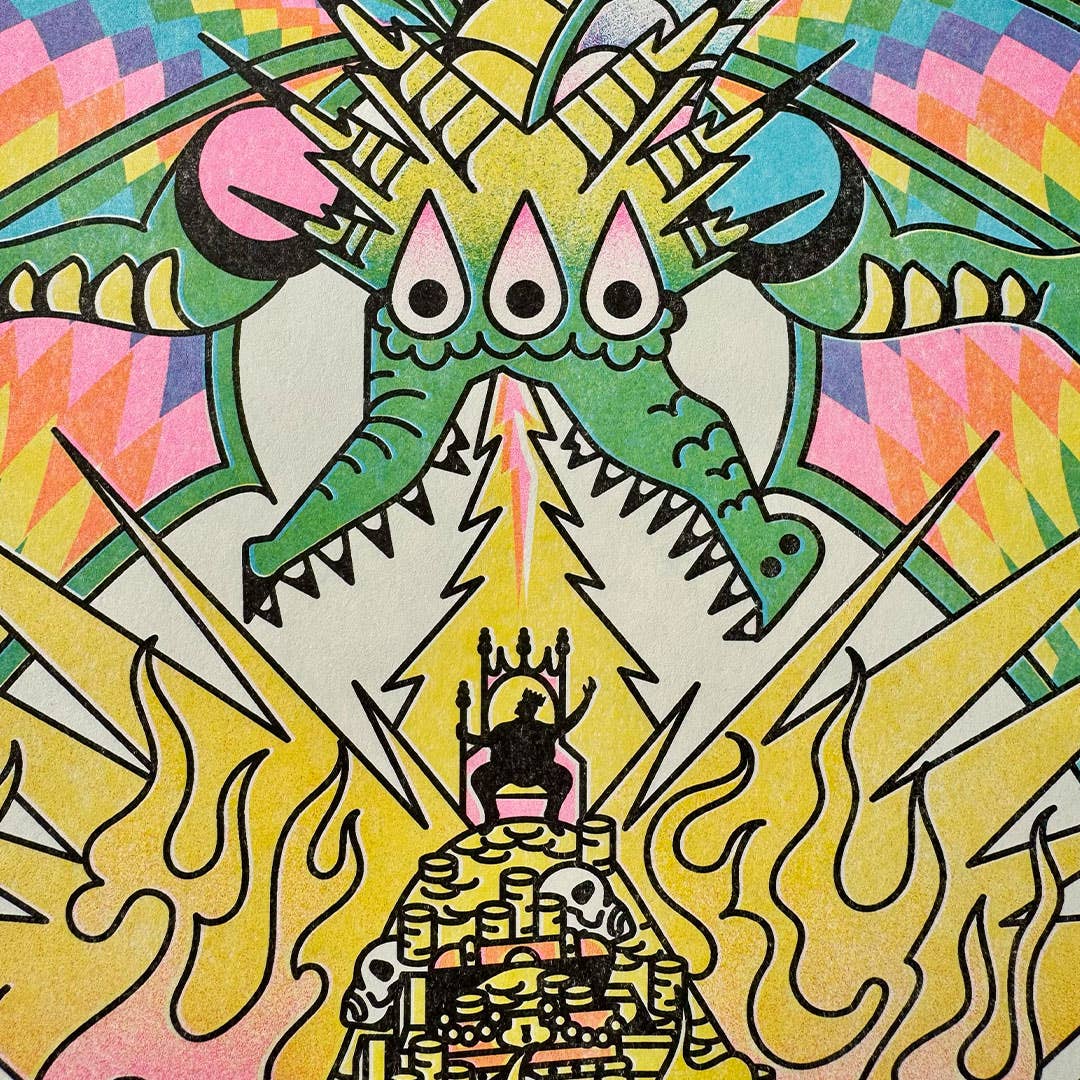 The Mad King Risograph Print