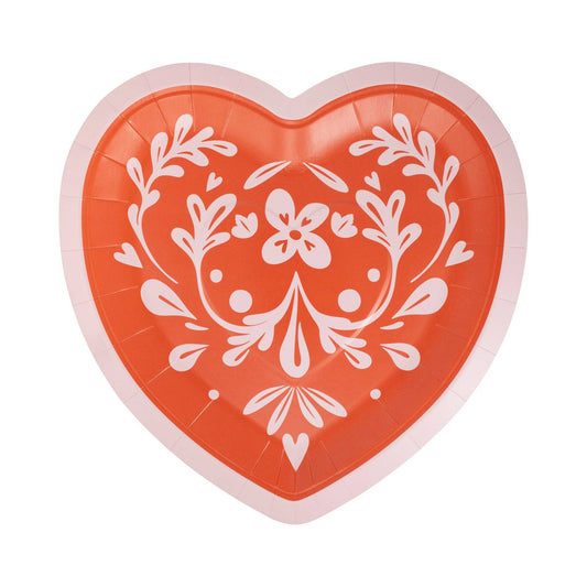 Folk Heart Shaped Plates