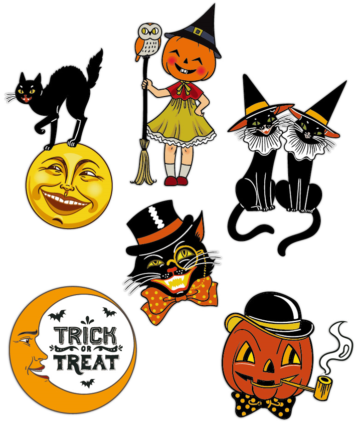 Retro Halloween Cut Outs Set