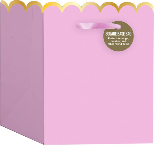 Tulip Pink Scallop Small Square Tote Bag